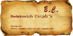 Bedekovich Cirjék névjegykártya